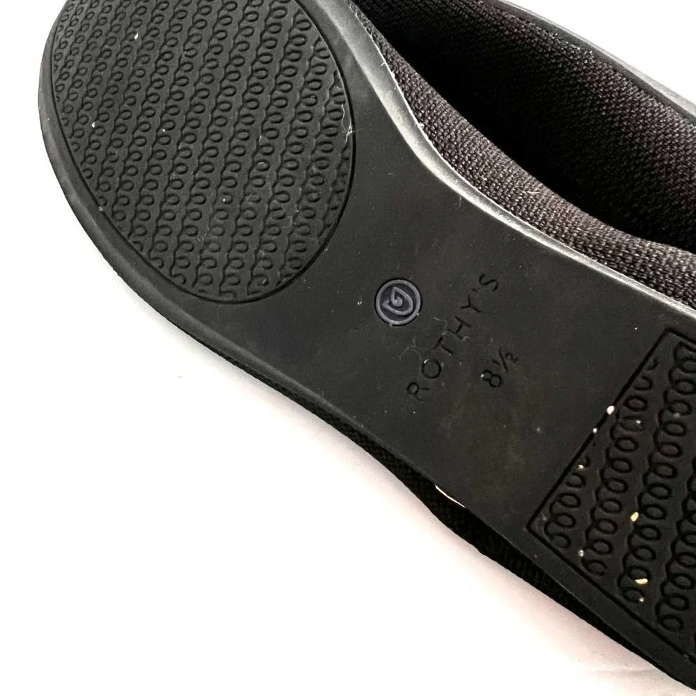 Rothy's The Flat Shoes Black Blue Trim Wardrobe Staple Ballerina Flats